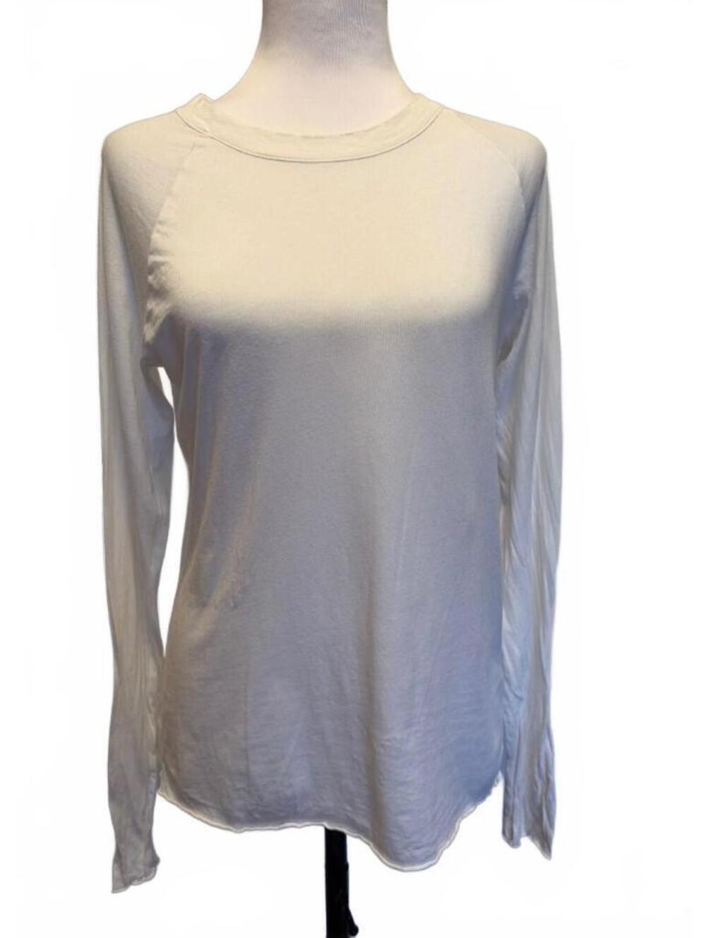 Nili Lotan White Supima Cotton Raglan Long Sleeve Tee S Minimalist Layering